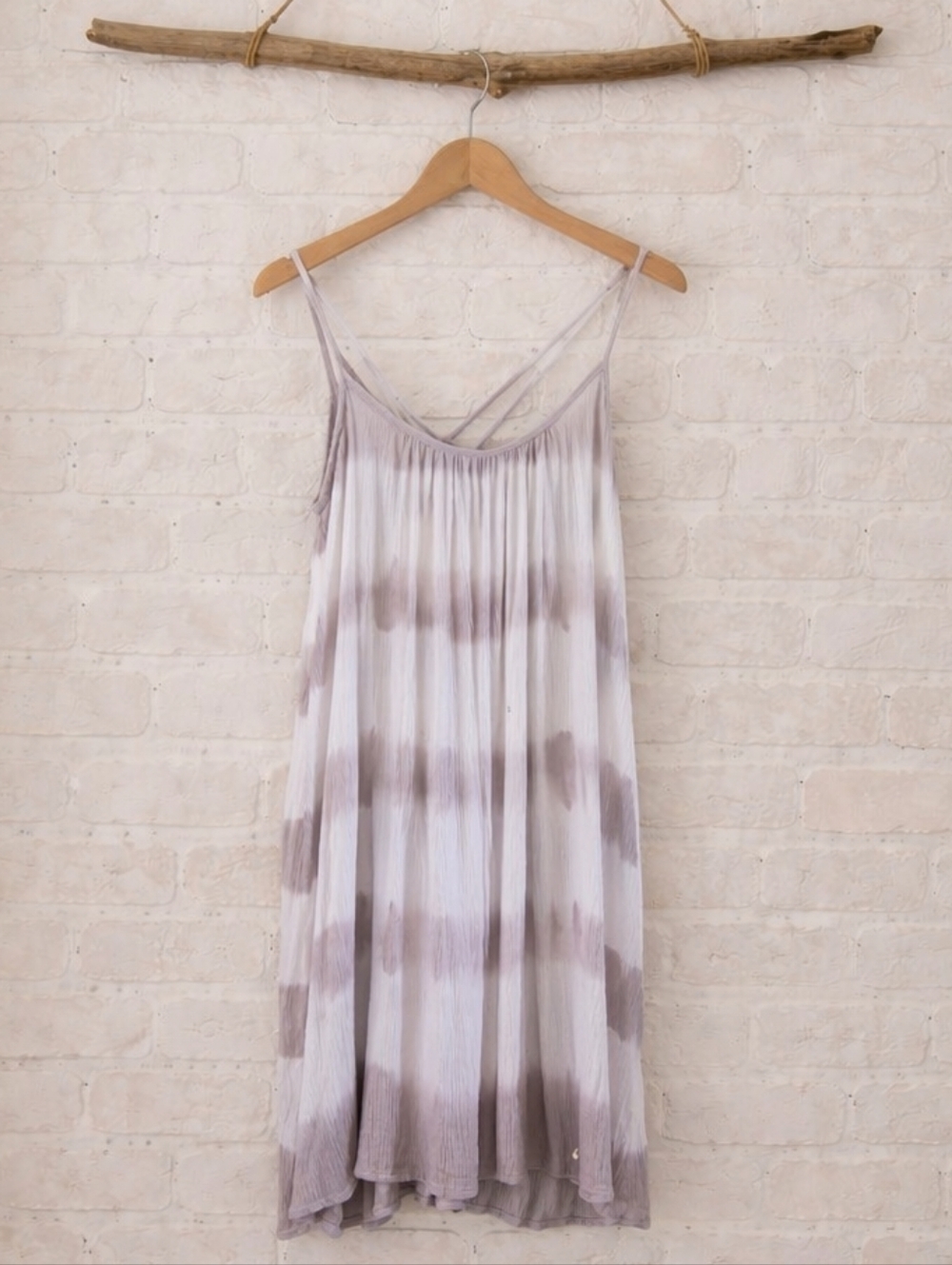 Elan Tie-Dye Spaghetti Strap Sundress in Grey & White Size XS